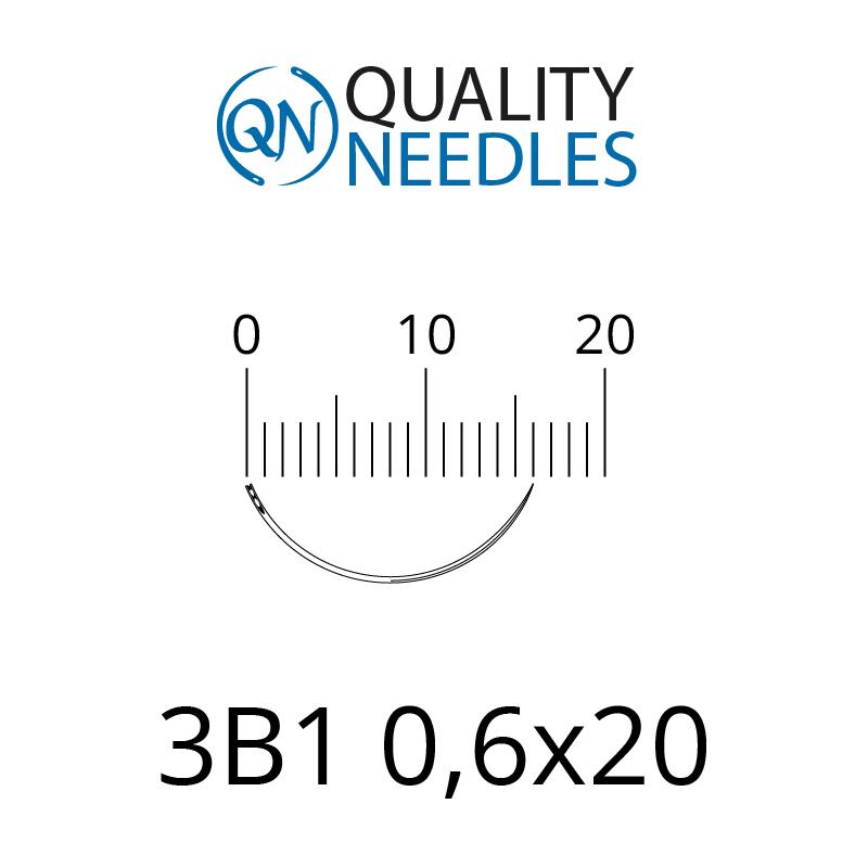Голки хірургічні ріжучі, 3/8, пружинне вушко, розмір 0,6х20 мм, 10 шт.